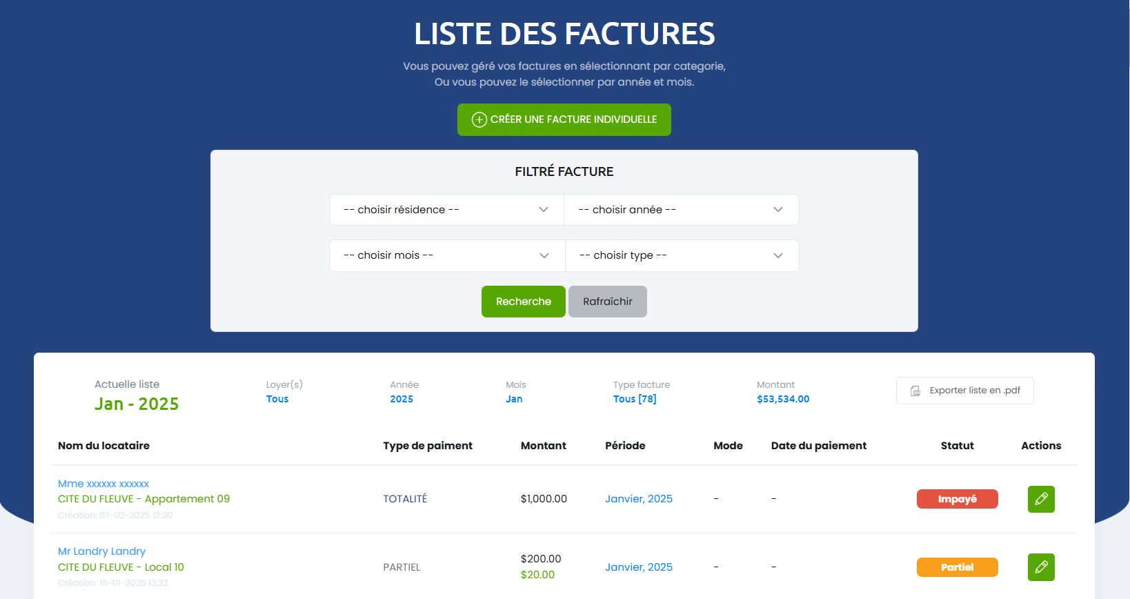 Gestion des factures
