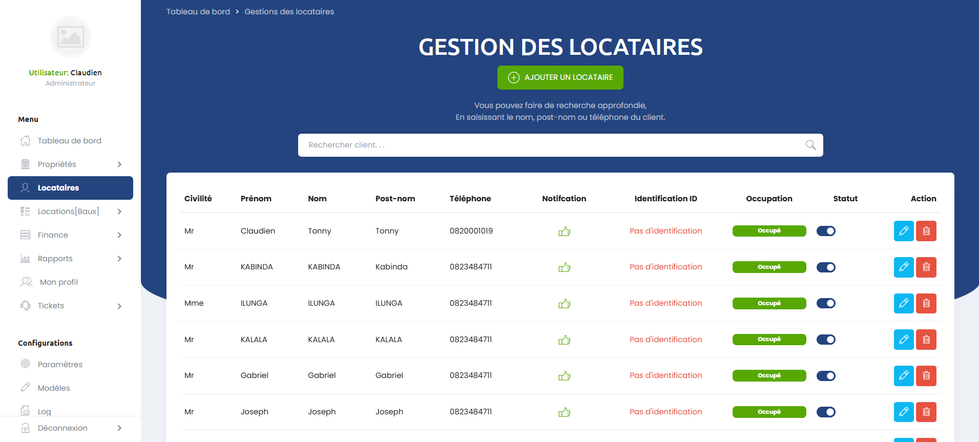 Gestion des locations